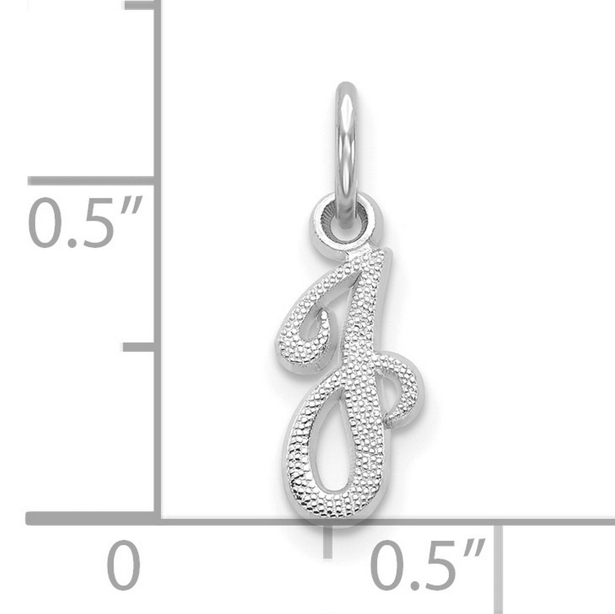 10k White Gold Letter J Pendant, Script Initial Charm, Dainty Monogram Jewelry for Women