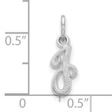 10k White Gold Letter J Pendant, Script Initial Charm, Dainty Monogram Jewelry for Women