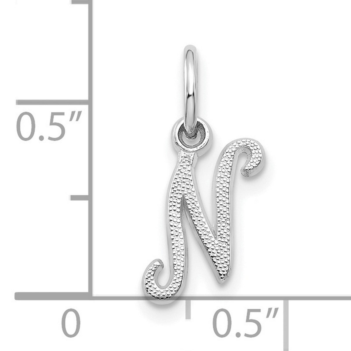 Initial N Charm Pendant in Real 10k White Gold