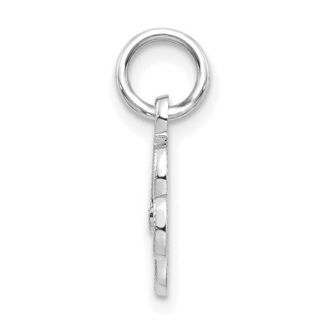 10k White Gold Pendant Charm with Script Initial R Design, Alphabet Monogram Jewelry