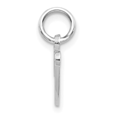 10k White Gold Script Initial V Pendant with Textured Finish, Cursive Letter Design for Women