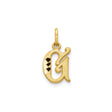 10k Yellow Gold Initial G Pendant, Textured Script Letter Charm with Diamond-Cut Accents