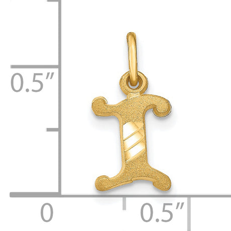 Initial I Charm Pendant in Real 10k Yellow Gold