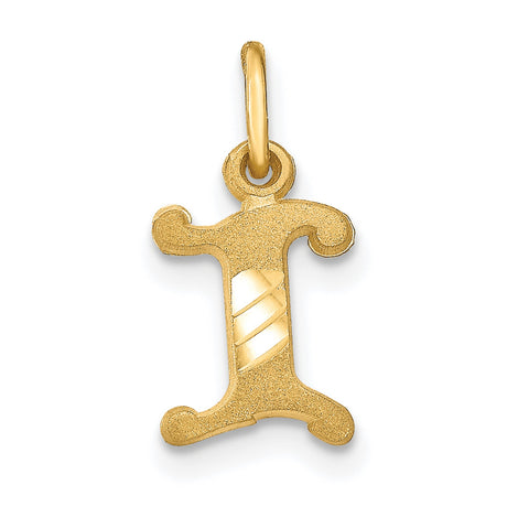 Initial I Charm Pendant in Real 10k Yellow Gold