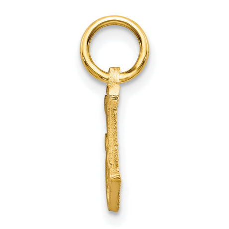 10k Yellow Gold Initial J Pendant, Textured Letter Charm with Polished Diagonal Accents