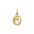 10k Yellow Gold Letter O Pendant Charm, Script Initial with Swirl Cutout and Textured Finish