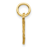 10k Yellow Gold Initial T Pendant, Cursive Script Letter Charm with Polished Textured Finish