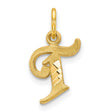 10k Yellow Gold Initial T Pendant, Cursive Script Letter Charm with Polished Textured Finish