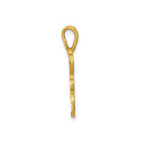 10k Yellow Gold Script Initial R Pendant, Textured and Polished Letter Charm with Diamond Cut Detailing
