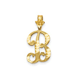 10k Yellow Gold Letter B Pendant, Textured and Polished Monogram Charm