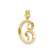 10k Yellow Gold Script Letter B Pendant Charm, Polished and Textured, for Women