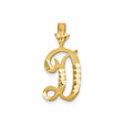 10k Yellow Gold Letter D Pendant with Matte Finish and Polished Diagonal Cuts