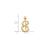 10k Yellow Gold Script Initial S Pendant, Textured Diamond Cut Letter Charm for Women
