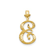 10k Yellow Gold Script Initial S Pendant, Textured Diamond Cut Letter Charm for Women