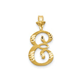 10k Yellow Gold Script Initial S Pendant, Textured Diamond Cut Letter Charm for Women