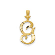 10k Yellow Gold Script G Pendant, Textured and Polished Letter Charm, Unisex Initial Jewelry