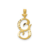 10k Yellow Gold Script G Pendant, Textured and Polished Letter Charm, Unisex Initial Jewelry