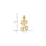 10k Yellow Gold Script R Pendant, Textured and Polished Initial Charm for Women