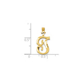 10k Yellow Gold Letter J Pendant, Polished and Textured Script Initial Charm for Women