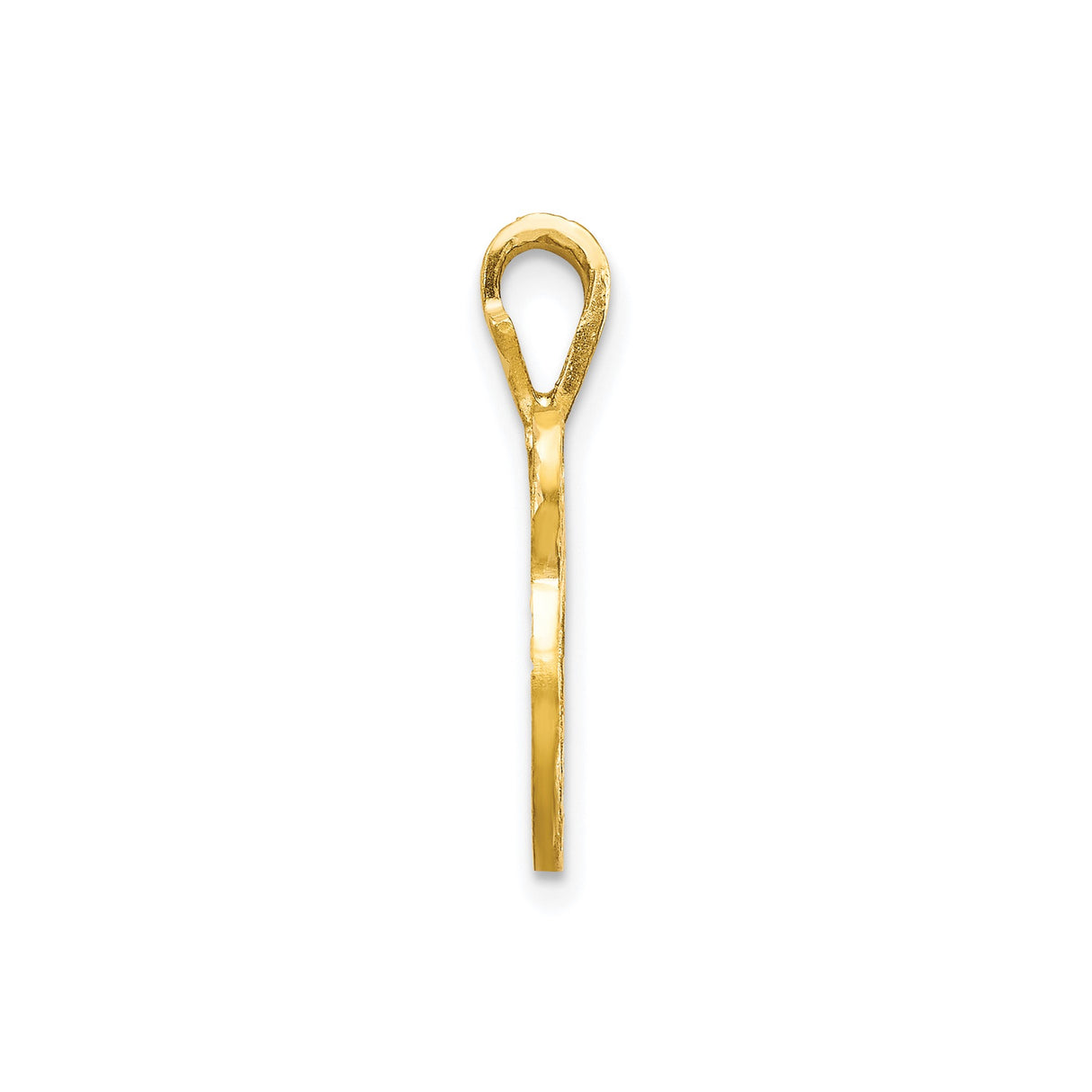 10k Yellow Gold Chai Pendant with Polished and Textured Finish, Jewish Faith Symbol