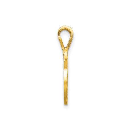10k Yellow Gold Chai Pendant with Polished and Textured Finish, Jewish Faith Symbol