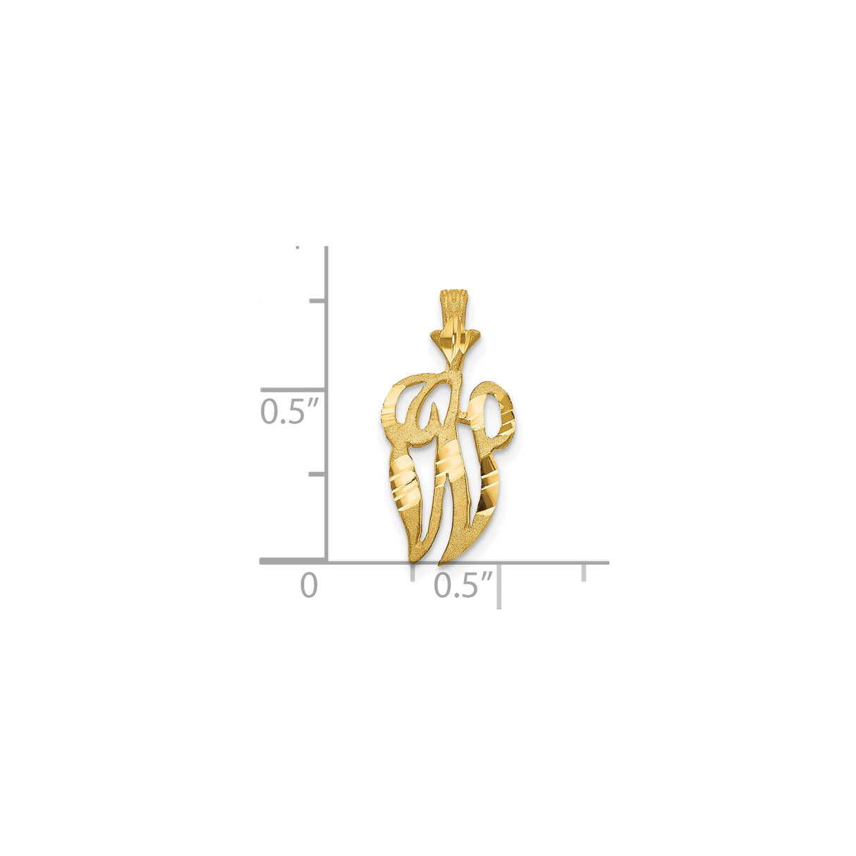 10k Yellow Gold Chai Pendant with Textured and Polished Finish, Hebrew Life Symbol Charm