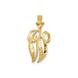 10k Yellow Gold Chai Pendant with Textured and Polished Finish, Hebrew Life Symbol Charm