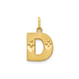 10k Yellow Gold Initial D Pendant with Diamond Cut Accents, Polished Letter Charm