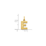 10k Yellow Gold Letter E Pendant with Textured Finish and Teardrop Cutout Detail
