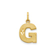 10k Yellow Gold Pendant, Letter G Initial Charm with Textured Polished Diamond Cut Design