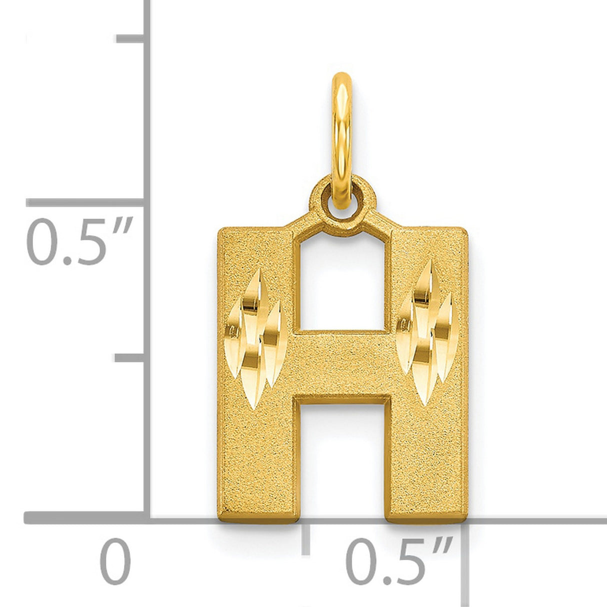 10k Yellow Gold Initial H Pendant with Diamond Cut Detail, Letter Charm