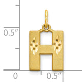10k Yellow Gold Initial H Pendant with Diamond Cut Detail, Letter Charm