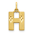 10k Yellow Gold Initial H Pendant with Diamond Cut Detail, Letter Charm