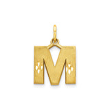 10k Yellow Gold Initial M Pendant with Diamond-Cut Accents, Bold Block Letter Charm