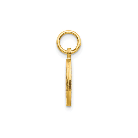 10k Yellow Gold Initial O Pendant Charm with Diamond Cut Accents, Unisex Alphabet Letter Jewelry