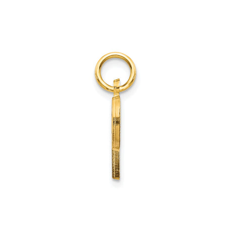 10k Yellow Gold Letter P Pendant, Textured Diamond Cut Initial Charm, Unisex Jewelry