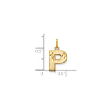 10k Yellow Gold Letter P Pendant, Textured Diamond Cut Initial Charm, Unisex Jewelry