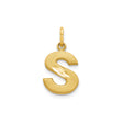 10k Yellow Gold Initial S Pendant with Brushed Matte Finish and Polished Accents