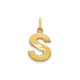 10k Yellow Gold Initial S Pendant with Brushed Matte Finish and Polished Accents