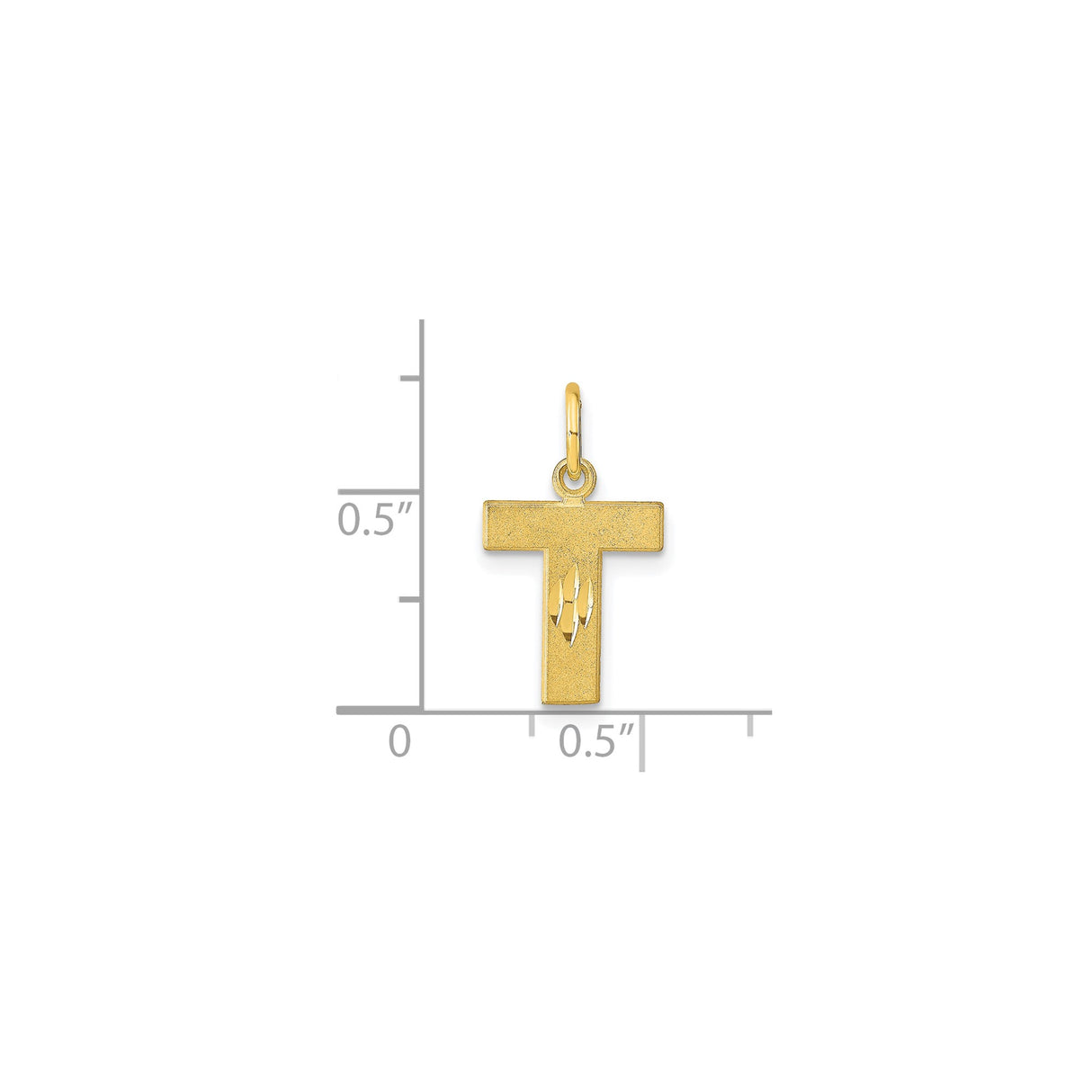 10k Yellow Gold Tau Cross Pendant with Polished Leaf Engraving, Unisex Christian Jewelry