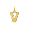 10k Yellow Gold Letter V Pendant Charm, Diamond Cut Finish, Monogram Jewelry for Women or Unisex