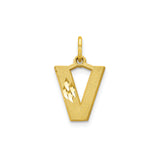 10k Yellow Gold Letter V Pendant Charm, Diamond Cut Finish, Monogram Jewelry for Women or Unisex