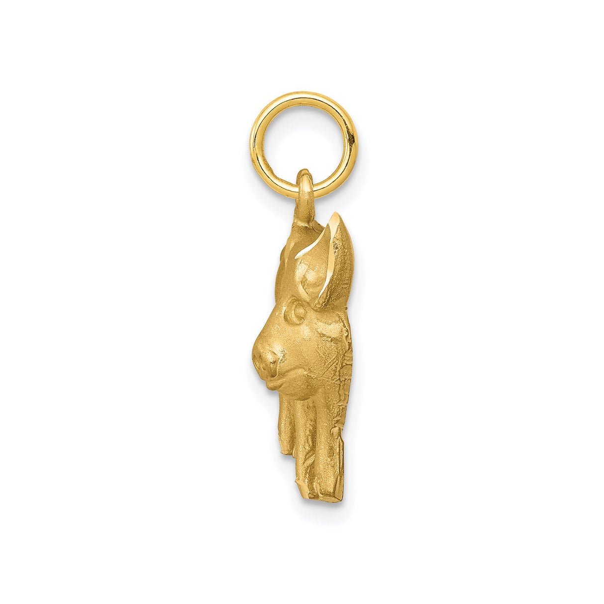 10k Yellow Gold Pig Charm Pendant, Three-Dimensional Zodiac Animal with Satin Finish