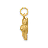 10k Yellow Gold Pig Charm Pendant, Three-Dimensional Zodiac Animal with Satin Finish