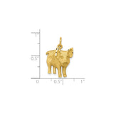 10k Yellow Gold Pig Charm Pendant, Three-Dimensional Zodiac Animal with Satin Finish