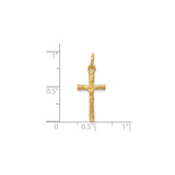10k Yellow Gold Rustic Cross Pendant with Satin Finish and Organic Texture