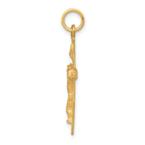 10k Yellow Gold Crucifix Pendant with Raised Jesus Figure and Satin Finish Cross Charm