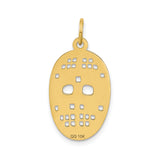 10k Yellow Gold Hockey Mask Pendant with Cutout Design, Goalie Charm for Men