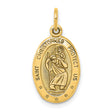 Solid Oval Three Star Saint Christopher Protect Us Words Charm Pendant in Real 10k Yellow Gold