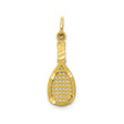 10k Yellow Gold Tennis Racket Pendant, Openwork Sports Charm for Women or Unisex